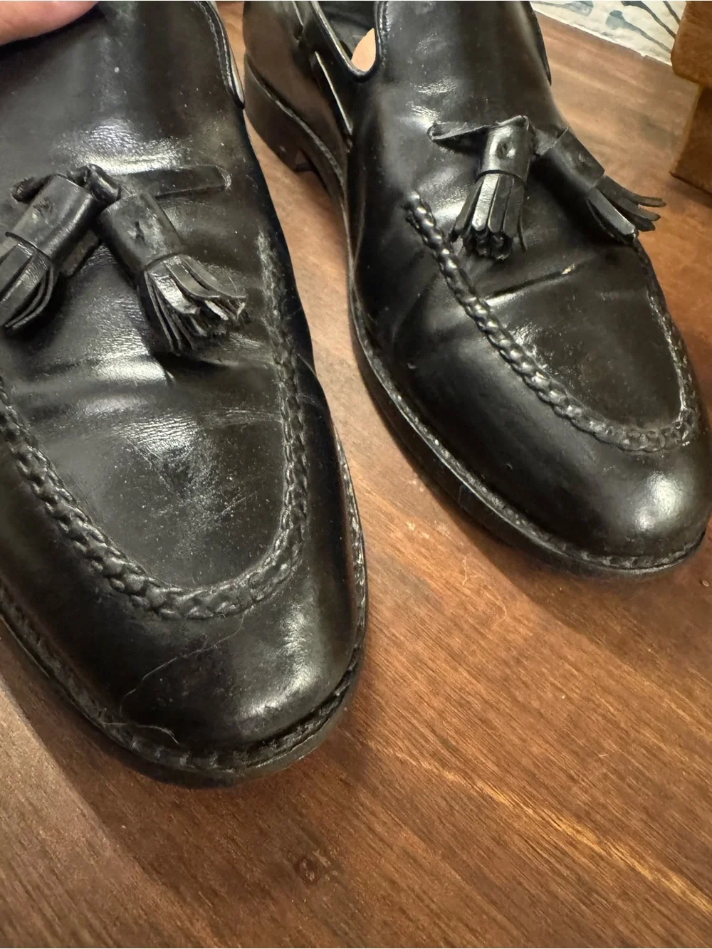 Johnston & Murphy Black Leather Tassel Loafers